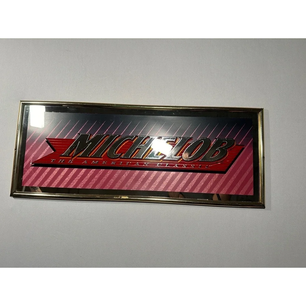 VTG Michelob‎ Beer Sign Mirror 33X13 Made in USA Bar Decor Man Cave 1995